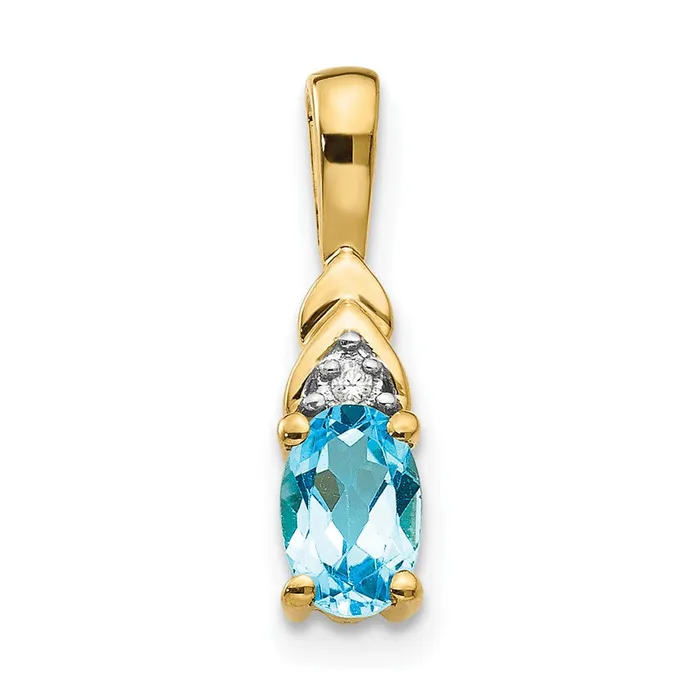 Necklaces TreasureFineJewelers 14k Yellow Gold Blue Topaz and Diamond Pendant