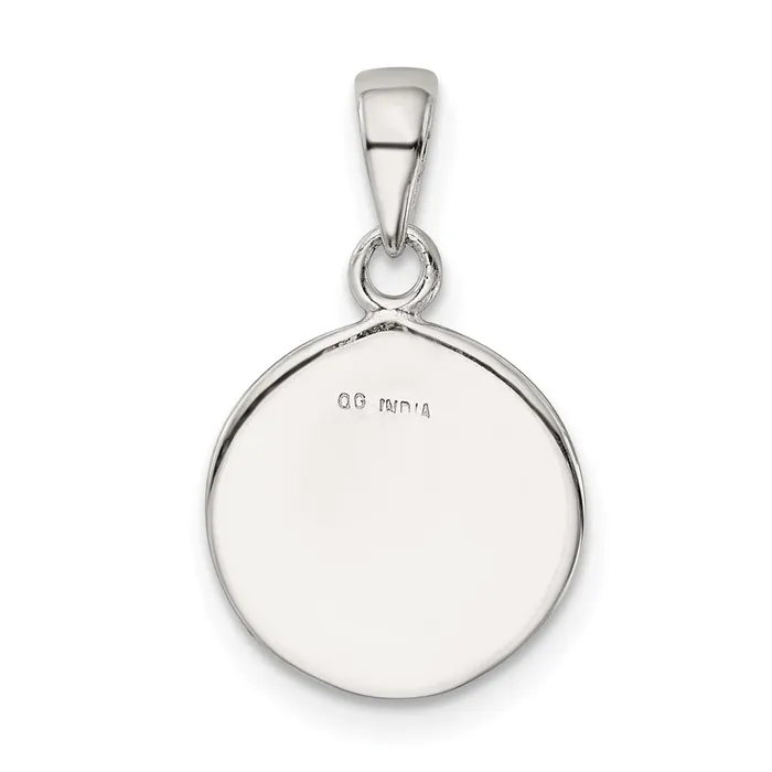 Necklaces TreasureFineJewelers Sterling Silver Glitter Enamel Letter B Initial Circle Pendant