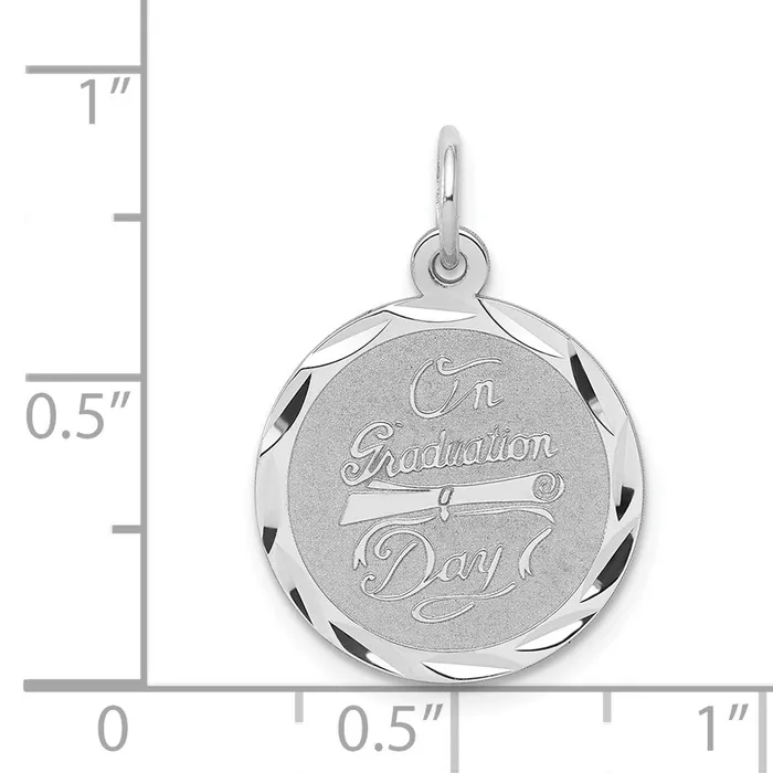 Necklaces TreasureFineJewelers Sterling Silver Rhodiumplated On Graduation Day Disc Charm