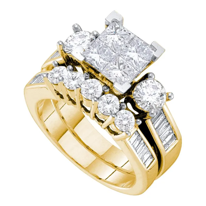 North Arrow Shop Rings 14kt yellow gold womens princess diamond bridal wedding engagement ring band set 1 12 cttw38019 North Arrow Shop Rings 14kt yellow gold womens princess diamond bridal wedding engagement ring band set 1 12 cttw38019