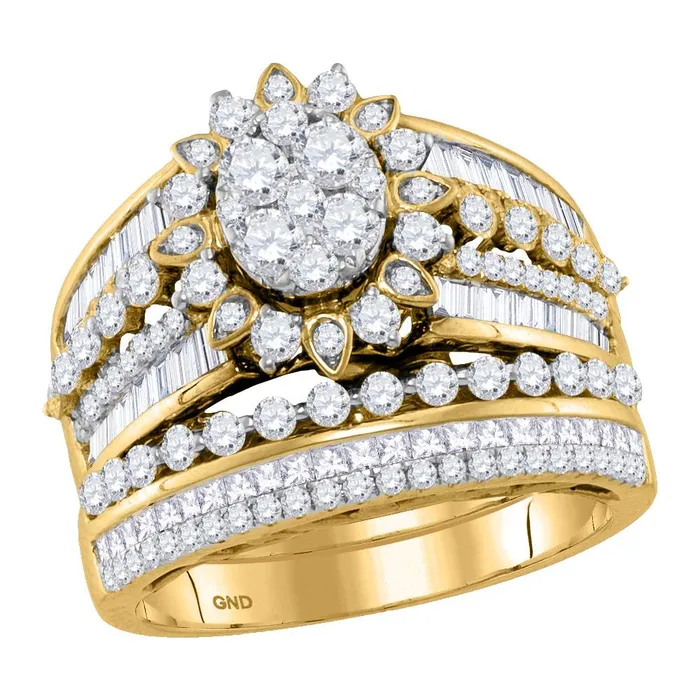 North Arrow Shop Rings 14kt yellow gold womens round diamond cluster bridal wedding engagement ring band set 200 cttw118186 North Arrow Shop Rings 14kt yellow gold womens round diamond cluster bridal wedding engagement ring band set 200 cttw118186