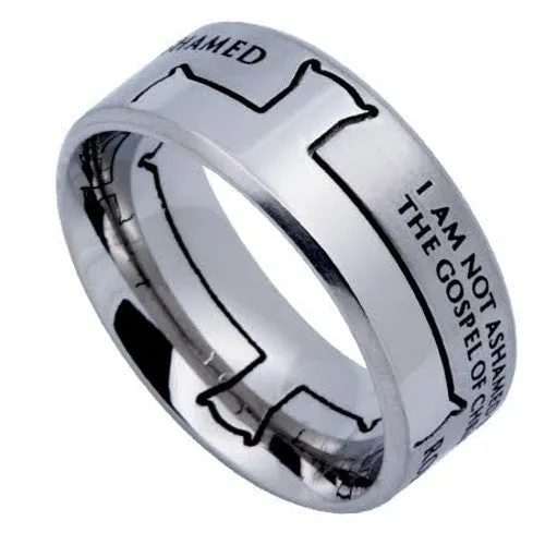 North Arrow Shop Rings GOSPEL OF CHRIST Cross Ring Romans 116 Bible Verse Stainless Steel North Arrow Shop Rings GOSPEL OF CHRIST Cross Ring Romans 116 Bible Verse Stainless Steel