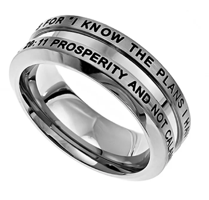 North Arrow Shop Rings Jeremiah 2911 Ring I KNOW Christian Bible Verse Stainless Steel Thick Band North Arrow Shop Rings Jeremiah 2911 Ring I KNOW Christian Bible Verse Stainless Steel Thick Band