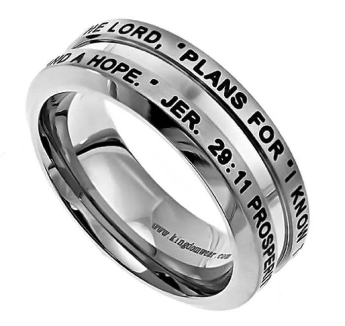 North Arrow Shop Rings Jeremiah 2911 Ring I KNOW Christian Bible Verse Stainless Steel Thick Band North Arrow Shop Rings Jeremiah 2911 Ring I KNOW Christian Bible Verse Stainless Steel Thick Band