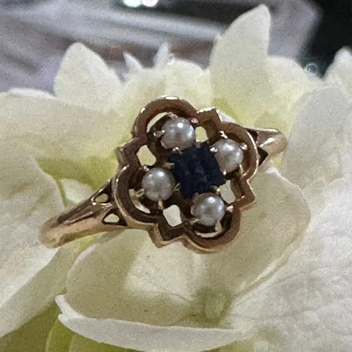 ONeills Estate Jewelry 14 Karat Yellow Gold Seed Pearl Blue Glass Ring 20002652 Rings ONeills Estate Jewelry 14 Karat Yellow Gold Seed Pearl Blue Glass Ring 20002652 Rings