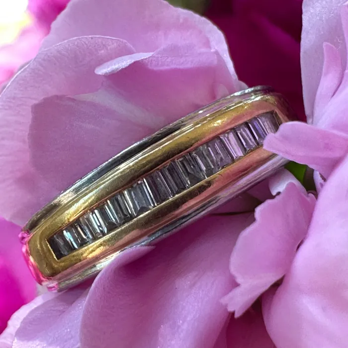 ONeills Estate Jewelry Rings 18 Karat Yellow GoldPlatinum Diamond Band 11000747 ONeills Estate Jewelry Rings 18 Karat Yellow GoldPlatinum Diamond Band 11000747