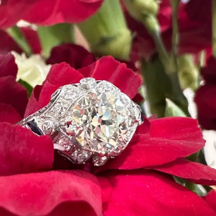 Platinum Art Deco and Sapphire Diamond Ring 10000839 ONeills Estate Jewelry Rings Platinum Art Deco and Sapphire Diamond Ring 10000839 ONeills Estate Jewelry Rings