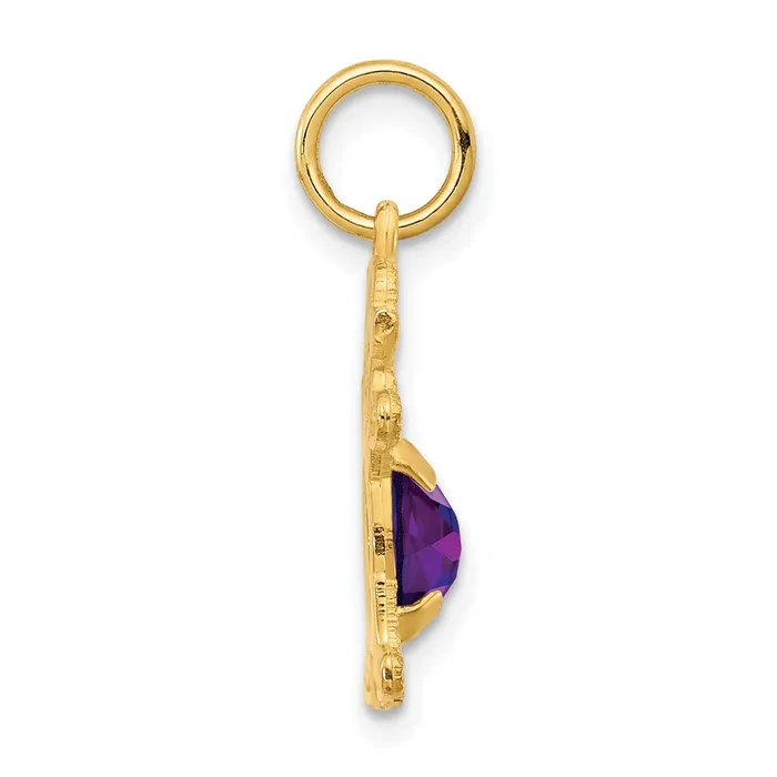 PreStyled Sets TreasureFineJewelers 14k Yellow Gold Girl 6x4 Oval Genuine AmethystFebruary