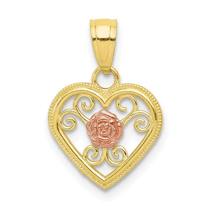 Rings 10k Twotone Small Heart Charm TreasureFineJewelers
