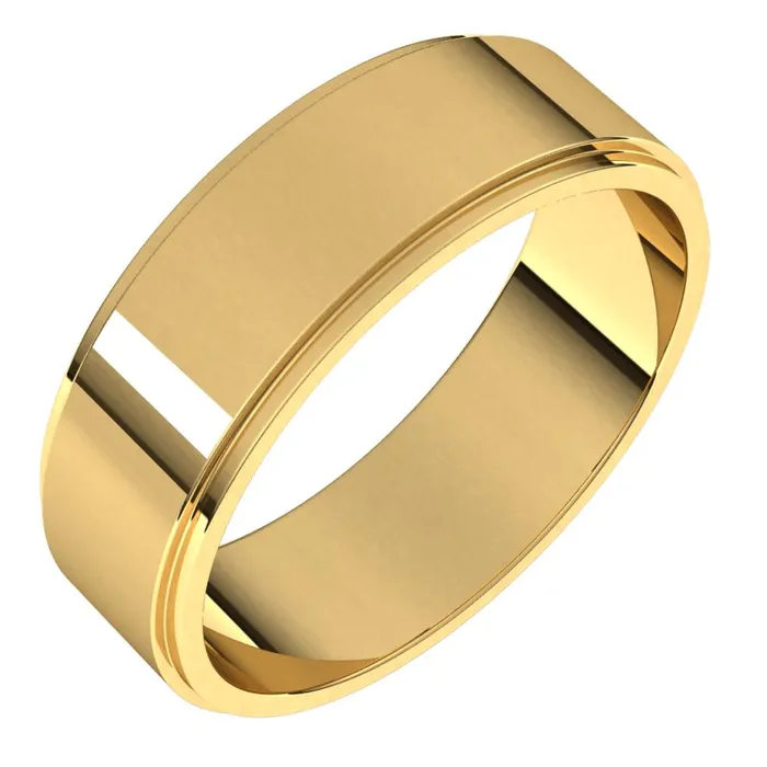 Rings 10K Yellow Gold 6 mm flat edge Wedding Band TreasureFineJewelers
