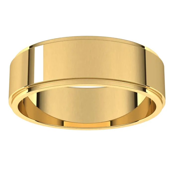 Rings 10K Yellow Gold 6 mm flat edge Wedding Band TreasureFineJewelers