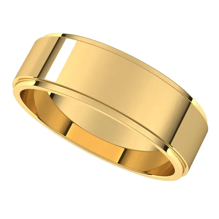 Rings 10K Yellow Gold 6 mm flat edge Wedding Band TreasureFineJewelers