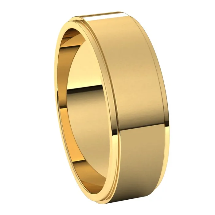 Rings 10K Yellow Gold 6 mm flat edge Wedding Band TreasureFineJewelers