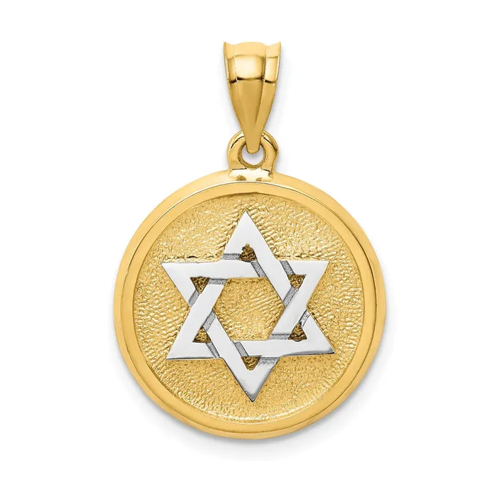Rings 14k Twotone Solid Satin Finish Flat Back Star of David Disc Charm TreasureFineJewelers Rings 14k Twotone Solid Satin Finish Flat Back Star of David Disc Charm TreasureFineJewelers