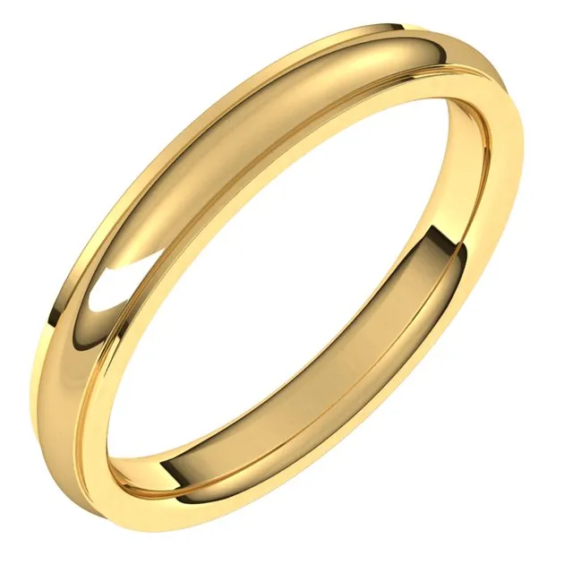 Rings 14K Yellow Gold 3 mm Half Round Edge Comfort Fit Wedding Band TreasureFineJewelers