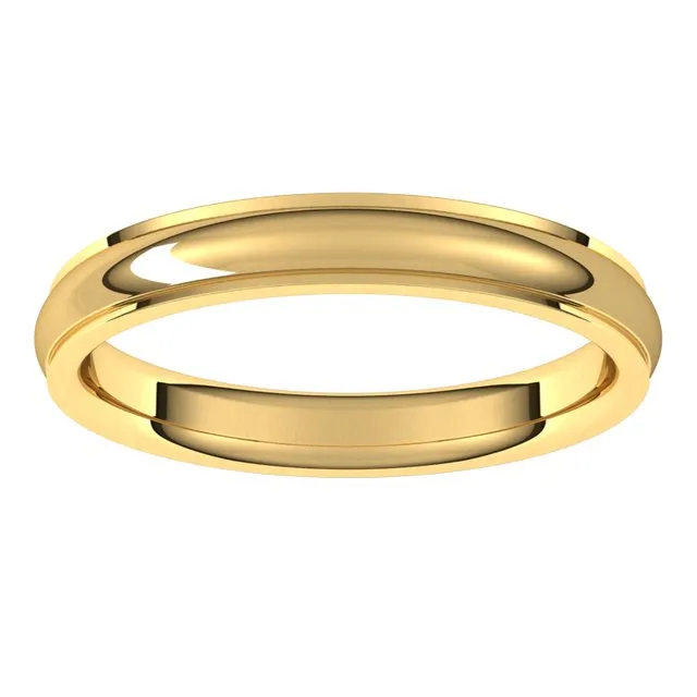 Rings 14K Yellow Gold 3 mm Half Round Edge Comfort Fit Wedding Band TreasureFineJewelers