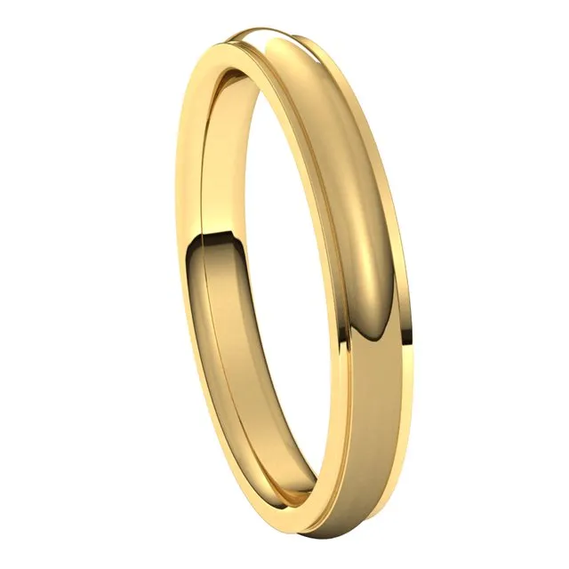 Rings 14K Yellow Gold 3 mm Half Round Edge Comfort Fit Wedding Band TreasureFineJewelers