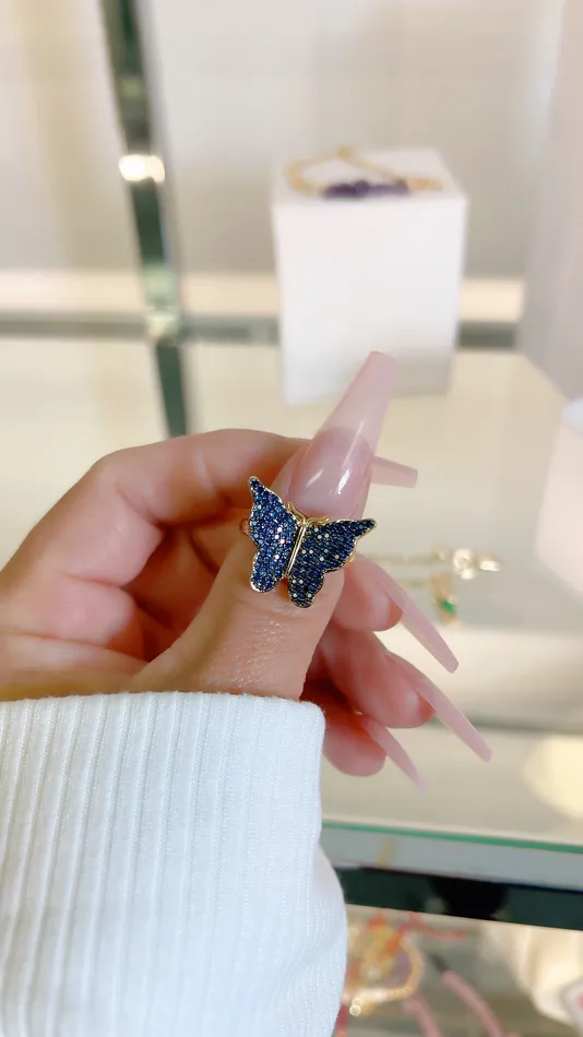 Rings MP Jewelry Deep Blue Paved Butterfly Ring