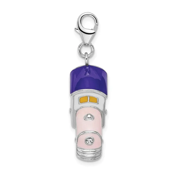 Rings Sterling Silver Amore La Vita Rhodiumplated 3D Enameled Train Charm TreasureFineJewelers