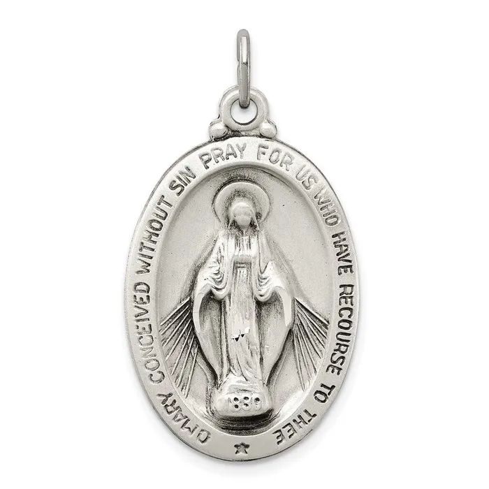 Rings Sterling Silver Antiqued Miraculous Medal TreasureFineJewelers