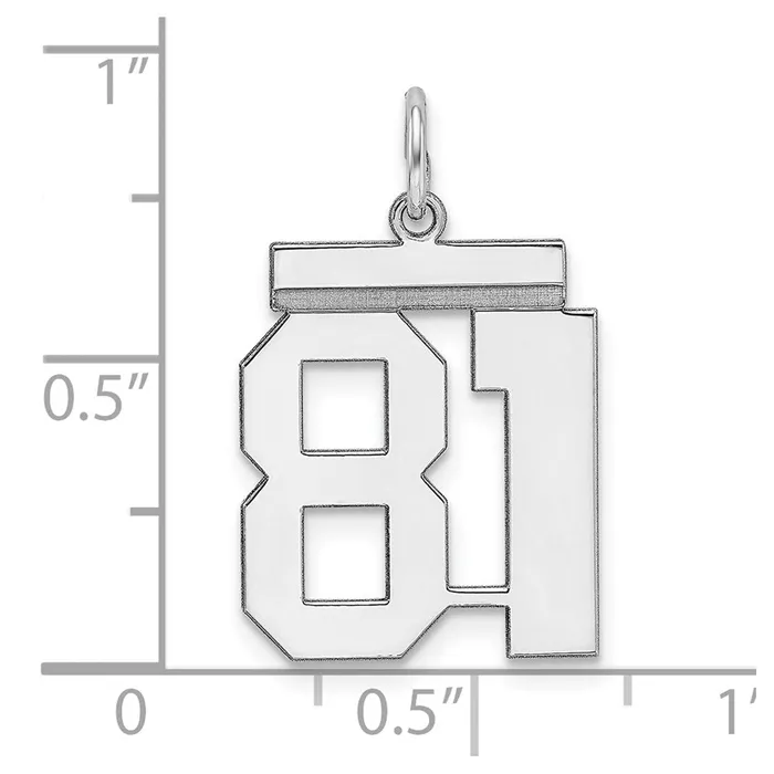 Rings SterlingSilver Rhodiumplated Polished Number 81 Charm TreasureFineJewelers