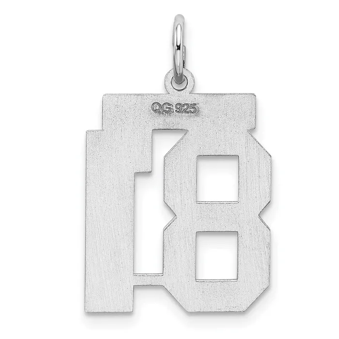 Rings SterlingSilver Rhodiumplated Polished Number 81 Charm TreasureFineJewelers