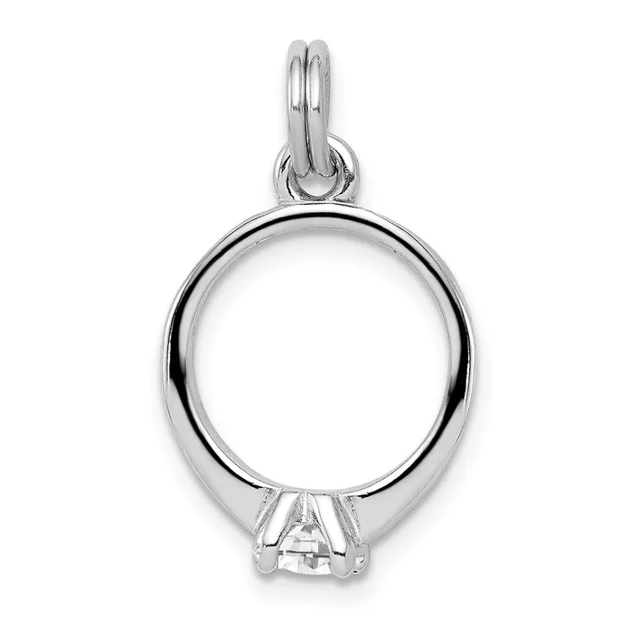 Rings Sterling Silver RhodiumplatedCZ Polished Ring Charm TreasureFineJewelers Rings Sterling Silver RhodiumplatedCZ Polished Ring Charm TreasureFineJewelers