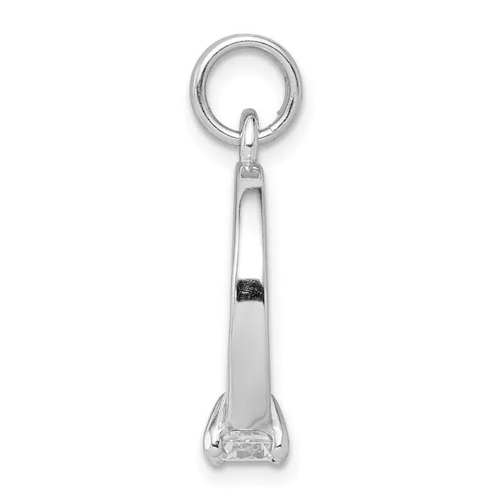 Rings Sterling Silver RhodiumplatedCZ Polished Ring Charm TreasureFineJewelers