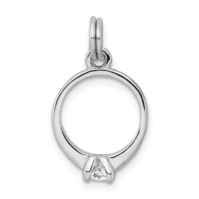 Rings Sterling Silver RhodiumplatedCZ Polished Ring Charm TreasureFineJewelers