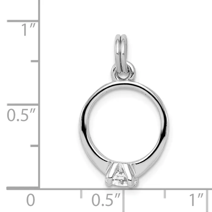 Rings Sterling Silver RhodiumplatedCZ Polished Ring Charm TreasureFineJewelers