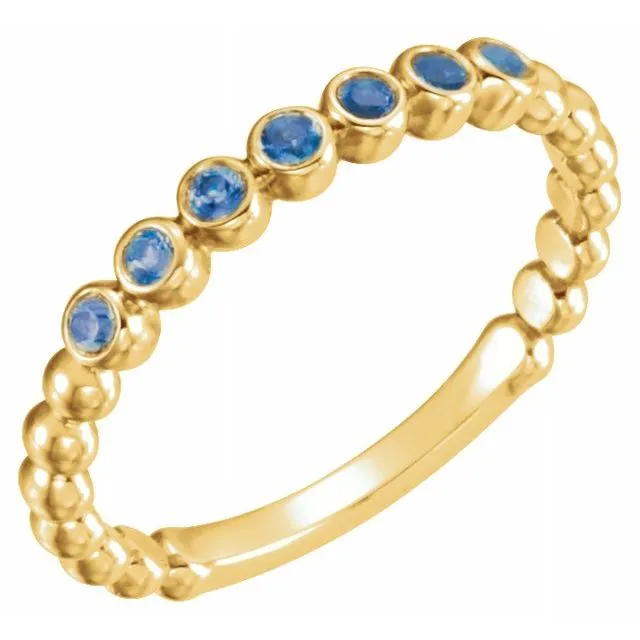 Rings TreasureFineJeweler 14K Yellow Natural Blue Sapphire Stackable Ring Rings TreasureFineJeweler 14K Yellow Natural Blue Sapphire Stackable Ring