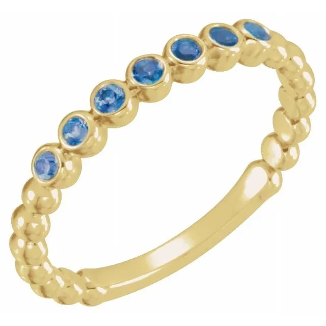 Rings TreasureFineJeweler 14K Yellow Natural Blue Sapphire Stackable Ring