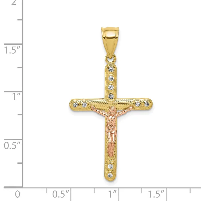 Rings TreasureFineJewelers 10k Twotone CZ Crucifix Pendant