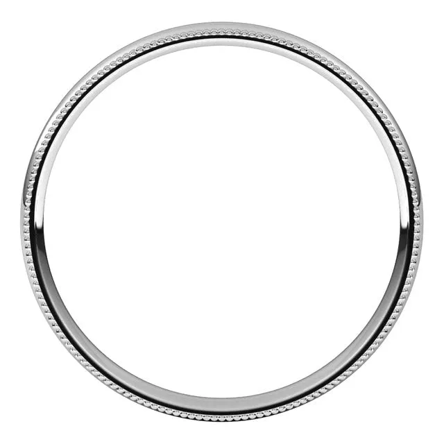 Rings TreasureFineJewelers 10K White Gold 25 mm Milgrain Half Round Comfort Fit Light Wedding Band