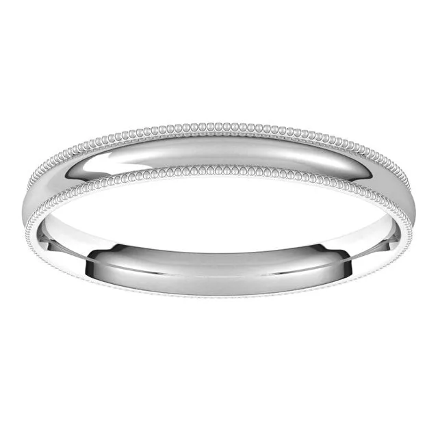 Rings TreasureFineJewelers 10K White Gold 25 mm Milgrain Half Round Comfort Fit Light Wedding Band