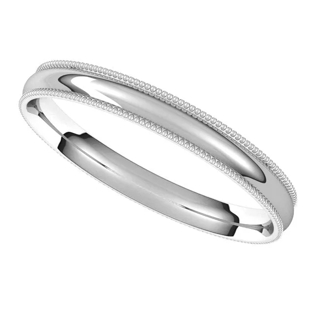 Rings TreasureFineJewelers 10K White Gold 25 mm Milgrain Half Round Comfort Fit Light Wedding Band