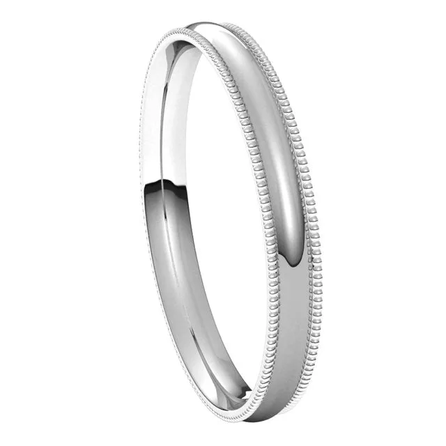 Rings TreasureFineJewelers 10K White Gold 25 mm Milgrain Half Round Comfort Fit Light Wedding Band