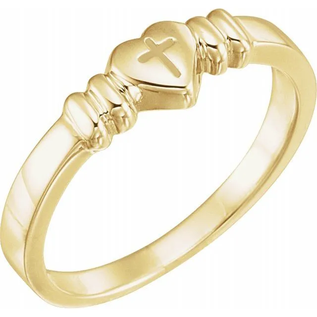 Rings TreasureFineJewelers 10K Yellow Heart Cross Chastity Ring