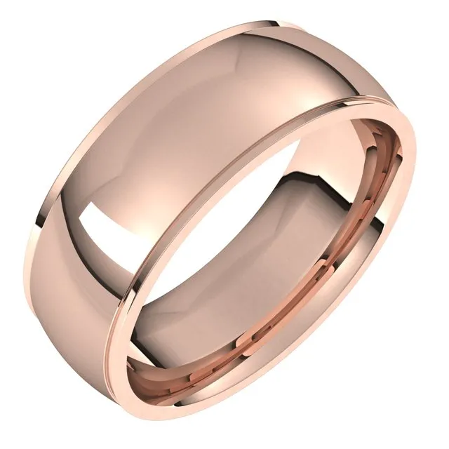 Rings TreasureFineJewelers 14K Rose Gold 7 mm Half Round Edge Comfort Fit Wedding Band