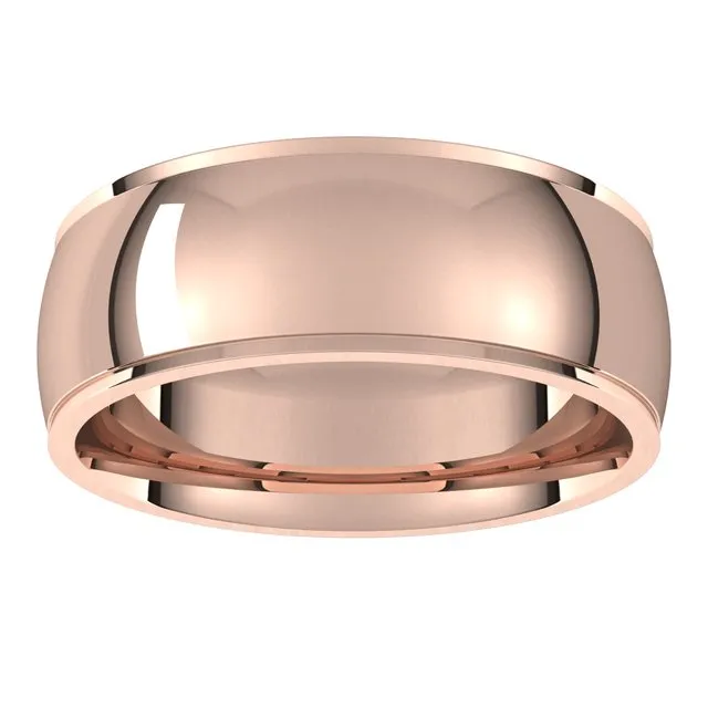 Rings TreasureFineJewelers 14K Rose Gold 7 mm Half Round Edge Comfort Fit Wedding Band