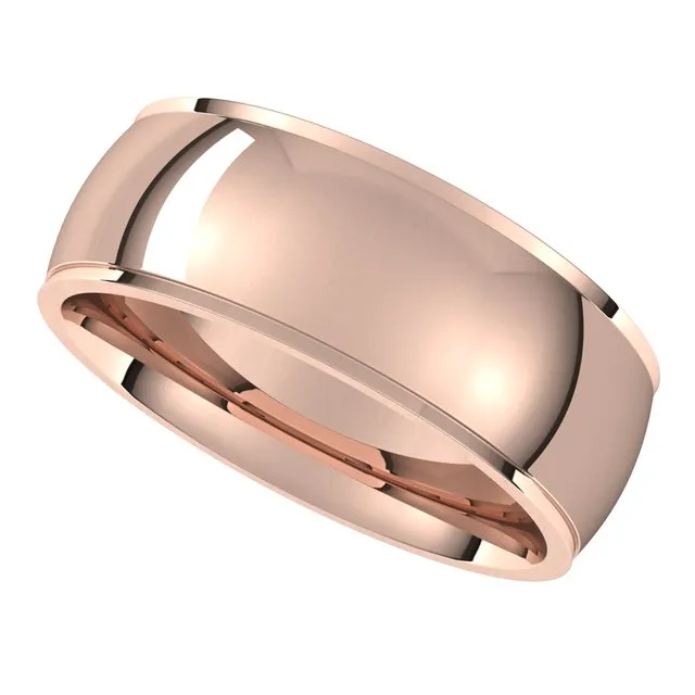 Rings TreasureFineJewelers 14K Rose Gold 7 mm Half Round Edge Comfort Fit Wedding Band