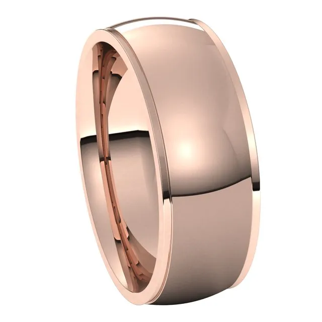 Rings TreasureFineJewelers 14K Rose Gold 7 mm Half Round Edge Comfort Fit Wedding Band
