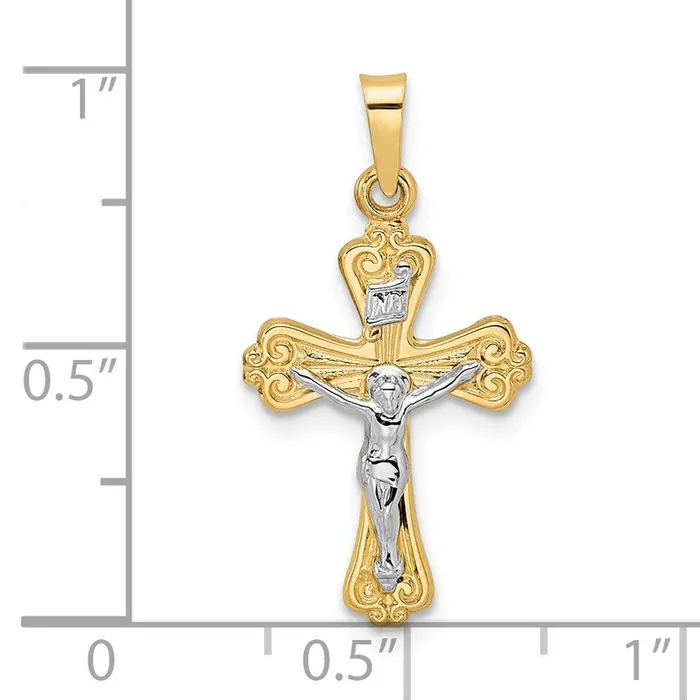 Rings TreasureFineJewelers 14k Twotone Polished Solid INRI Crucifix Pendant