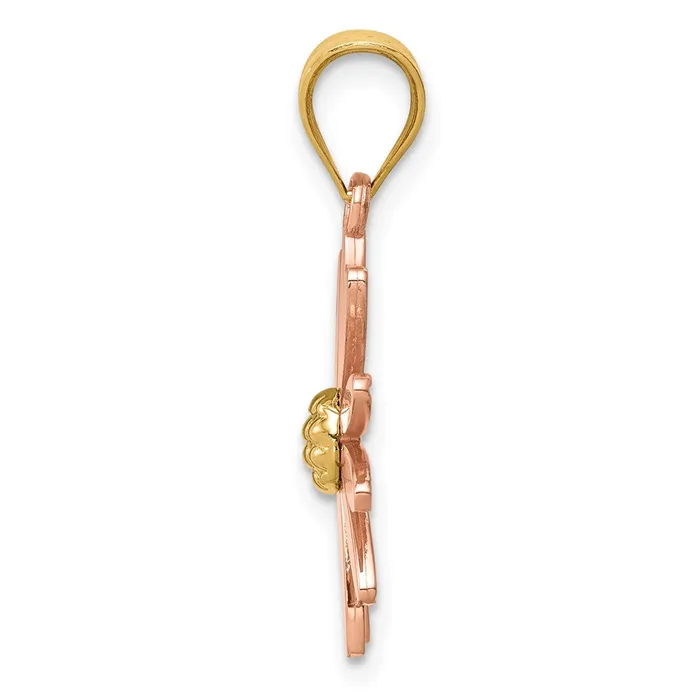 Rings TreasureFineJewelers 14k Twotone Rose and Yellow Gold Daisy Pendant