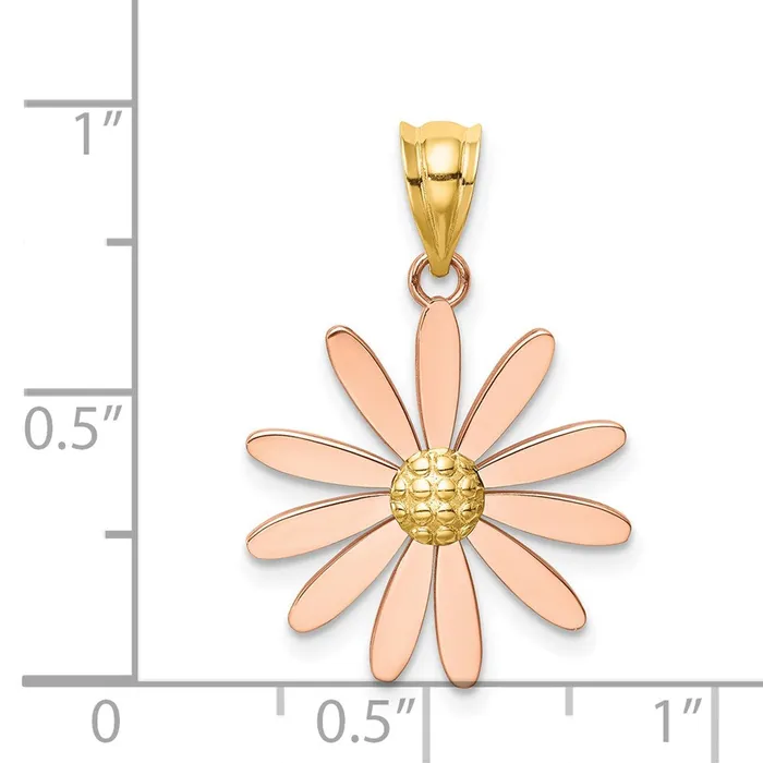 Rings TreasureFineJewelers 14k Twotone Rose and Yellow Gold Daisy Pendant