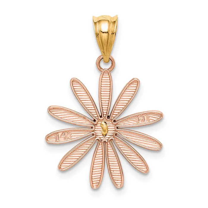 Rings TreasureFineJewelers 14k Twotone Rose and Yellow Gold Daisy Pendant