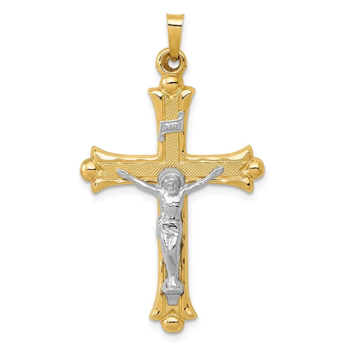 Rings TreasureFineJewelers 14k TwoTone Textured and Polished INRI Crucifix Pendant Rings TreasureFineJewelers 14k TwoTone Textured and Polished INRI Crucifix Pendant