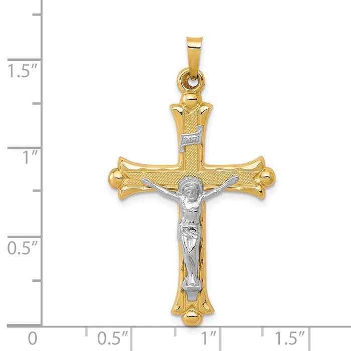 Rings TreasureFineJewelers 14k TwoTone Textured and Polished INRI Crucifix Pendant