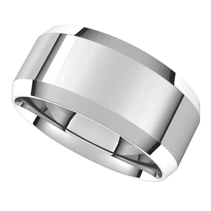 Rings TreasureFineJewelers Continuum Sterling Silver 9 mm Beveled Edge Comfort Fit Light Band
