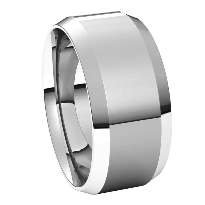 Rings TreasureFineJewelers Continuum Sterling Silver 9 mm Beveled Edge Comfort Fit Light Band
